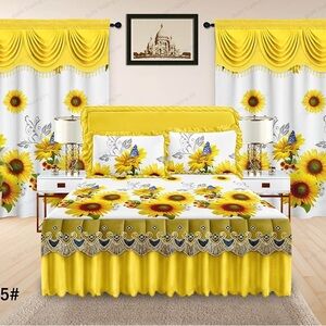 Sunflower Yellow and White Bedding Set
